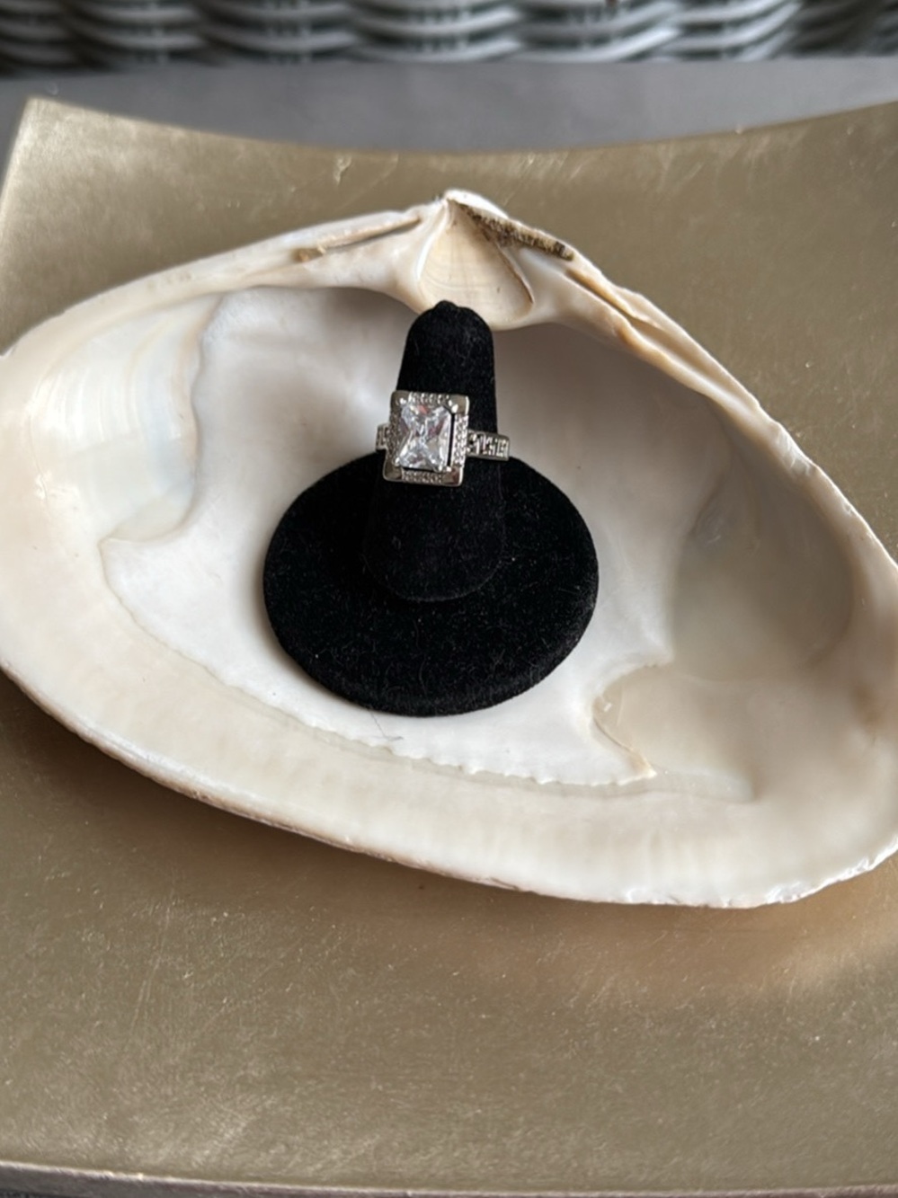 Clear Square-Cut Crystal Ring in Silver Tone - Women's Jewelry Size 7